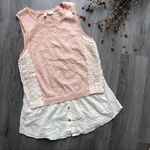 Moth by Anthropologie Lace Montage Tank Sz S - Picture 3 of 9
